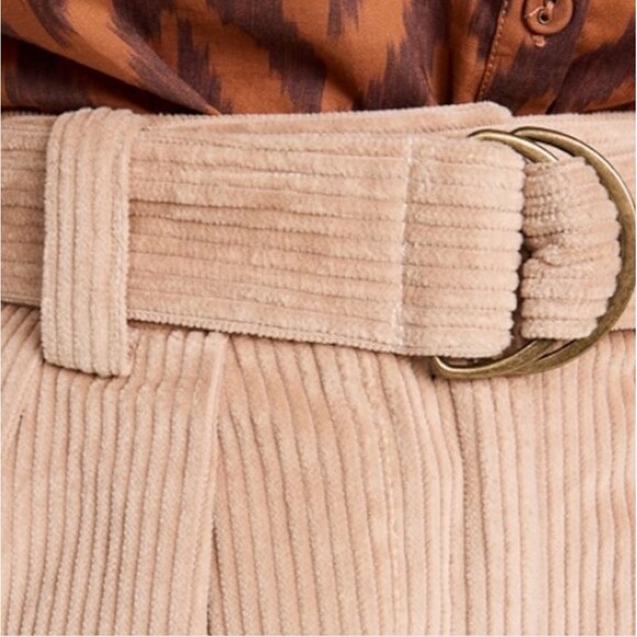 Ulla Johnson Piper Corduroy High Waisted Belted Long Shorts in Dover Size 8 - Picture 9 of 9